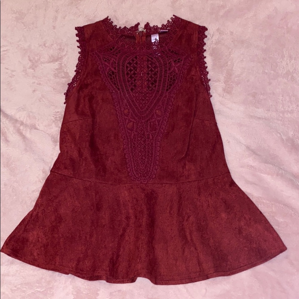 Lacy Red Peplum Top